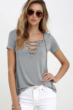 Fashion Women T-shirts Short Sleeve Sexy Deep V Neck Hollow Out  T Shirt Women Casual Lace Up Basic Female Tops 5XL Plus Size
