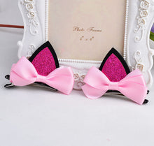 2 pieces =1 pair children baby girls hair accessories clip Kids hairpins barrettes Bow headwear flower  cat ears hairpin