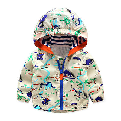 Acitonclub 2016 Baby Boys Jackets Children Hooded Dinosaur Printed Boys Outerwear 2-6T Kids Windbreaker Spring Autumn Clothes
