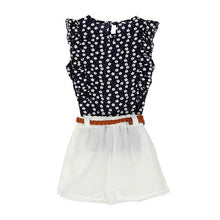 Kids Baby Girls Clothes Sets Floral Chiffon Polka Dot Sleeveless T-shirt +Shorts Outfits