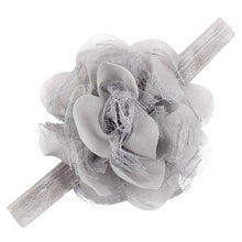 Kids Hair Accessories Girls Hair Elastic Lace Chiffon Artificial Flowers Peony Fita De Cetim Flores #2174