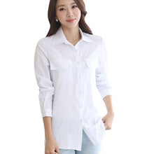 WJ 2016 Women Long White Blouse Korean Style Female Solid Elegant Blusas Ladies Office Long Sleeve Blouses Shirt Plus Size