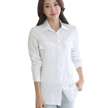 WJ 2016 Women Long White Blouse Korean Style Female Solid Elegant Blusas Ladies Office Long Sleeve Blouses Shirt Plus Size