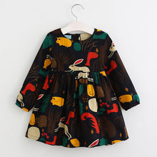 Keelorn Girls Dresses 2017 Autumn Winter Girls Dress O-neck Long Sleeve Cartoon Forest Animals Graffiti for Kids Clothes