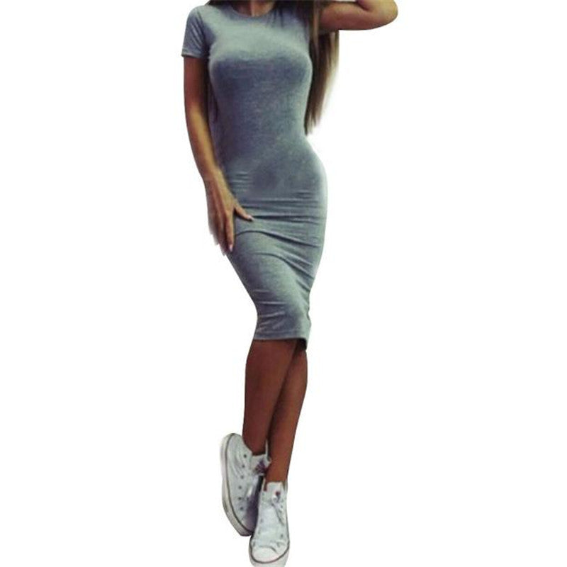 snowshine #3065  Women Fashion Sexy Solid Short Sleeve Slim Dress  FREE SHIPPING