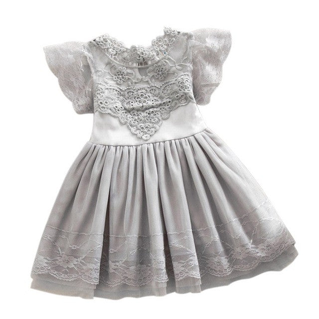 Summer Toddler Girls Baby Kids Lace Tulle Dress Floral Princess Tutu Dress 2-7Y