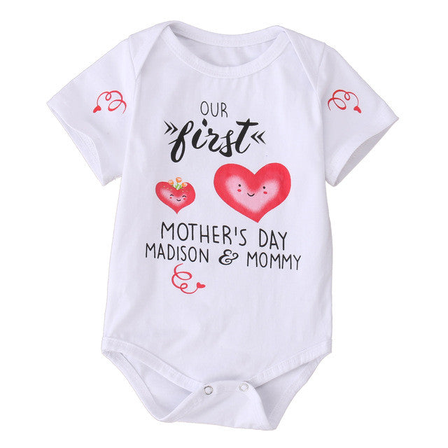 Newborn Baby boys girls letter Heart Mother's day Bodysuits onesie Infant Babies Bodysuit one-pieces Outfits Kids Clothing