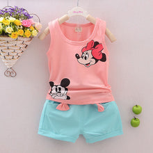 Hot Sale New summer Toddler Girls Clothing Sets Cartoon Vest + Shorts 2 Pcs Kid Suits Children Clothing Sets 4 Color