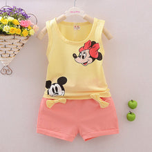 Hot Sale New summer Toddler Girls Clothing Sets Cartoon Vest + Shorts 2 Pcs Kid Suits Children Clothing Sets 4 Color