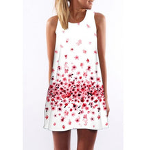 Women Dress 2017 New Style Summer Dress Casual Beach Dress Floral Print Tunic Sleeveless Short Chiffon Dress Vestido de renda