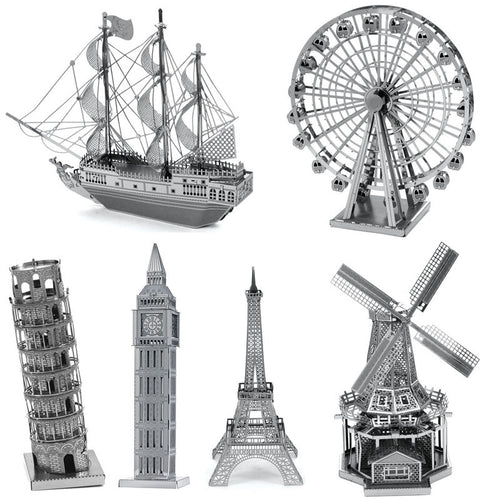 Best Price 3D Metal Puzzle DIY Stainless Steel Assembly Building Car Tower Ship Kids Toys Educational Solid Puzzle New Year Gift