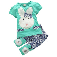 Toddler Baby Outfits Cute Rabbit Kids Girls Casual Short Sleeve Top Pants