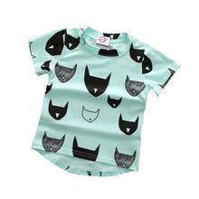 2017 Summer Kids T-shirt 100% Cotton Cat Print Short Sleeves Boys Girls Baby T-shirt