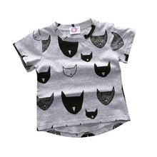 2017 Summer Kids T-shirt 100% Cotton Cat Print Short Sleeves Boys Girls Baby T-shirt