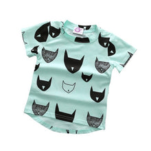 2017 Summer Kids T-shirt 100% Cotton Cat Print Short Sleeves Boys Girls Baby T-shirt