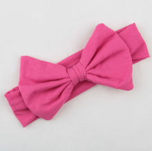 New Fashion Kids Solid Cotton Hair Bow Headband Girls Handmade Stretch Headwraps With Bow Boutique Cute Hair Accessories