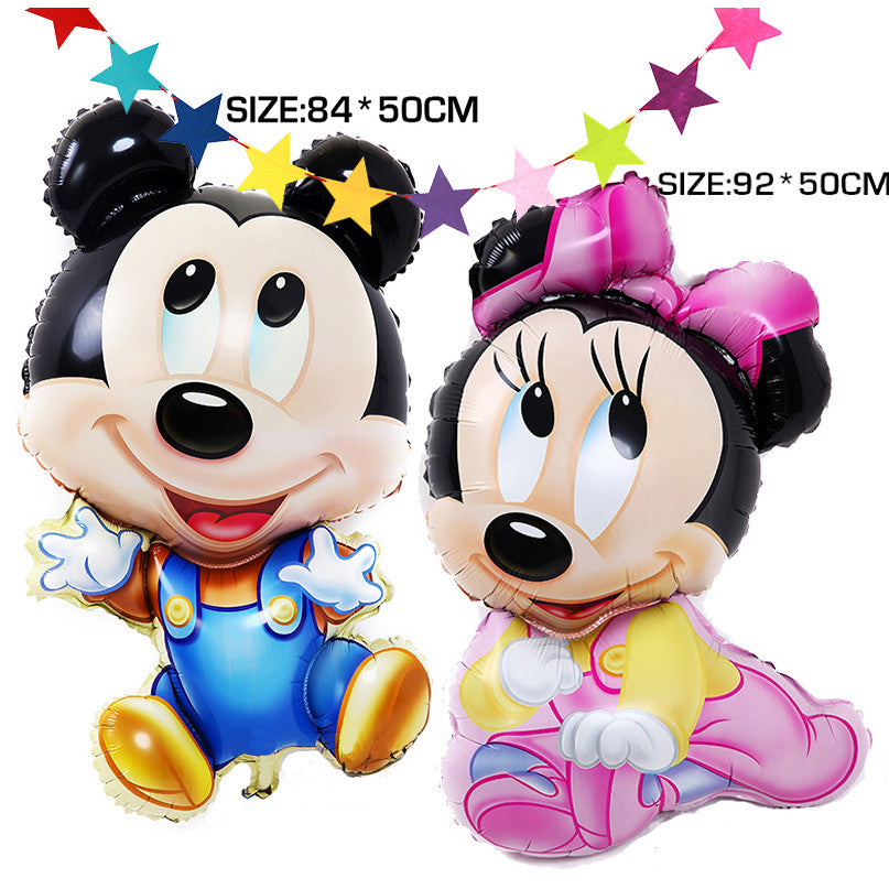 84 x 50CM Big Jumbo Mickey Minnie Foil Balloons, Cartoon Kids Birthday Party Decoration Baby Boy Girl Mickey Balloon