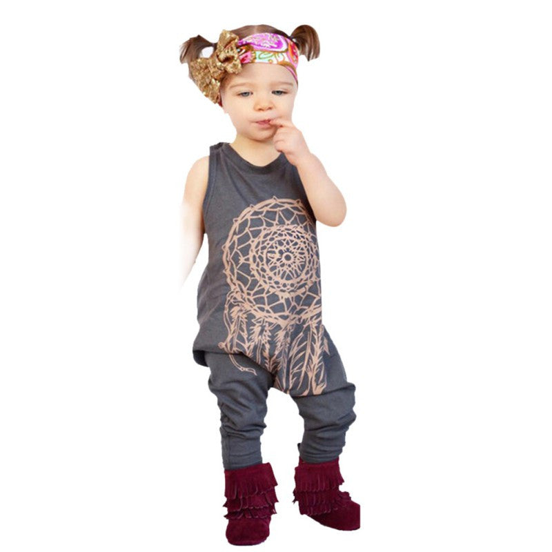 Toddler Baby Kids Children Girls Boys Clothes Cute Totem Print Romper Jumpsuit Outfits