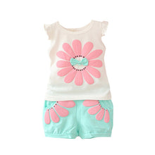 2017 Summer Toddler Baby Girl Sweet Clothing Set Sunflower Girls Clothes Sets Kids Casual Sport Suit Set