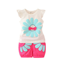 2017 Summer Toddler Baby Girl Sweet Clothing Set Sunflower Girls Clothes Sets Kids Casual Sport Suit Set