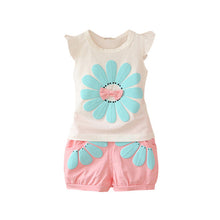 2017 Summer Toddler Baby Girl Sweet Clothing Set Sunflower Girls Clothes Sets Kids Casual Sport Suit Set