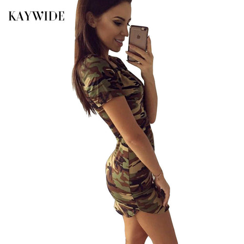 2016 New Fashion Women Summer Dress Short Sleeve Sexy Mini Dresses women Green Camouflage Print Plus Size Woman Vestidos