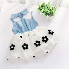 2-7Y Princess Cute Kids Girl's Denim Sleeveless Tops Tulle Tutu Dresses Mini Dress