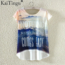 KaiTingu Summer Kawaii Cute Fashion T Shirt Harajuku High Low Style Print T Shirt Short Sleeve T-shirt Women Tops Plus Size