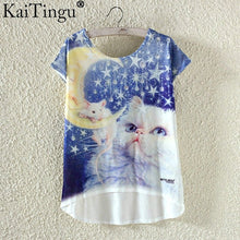 KaiTingu Summer Kawaii Cute Fashion T Shirt Harajuku High Low Style Print T Shirt Short Sleeve T-shirt Women Tops Plus Size