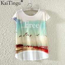 KaiTingu Summer Kawaii Cute Fashion T Shirt Harajuku High Low Style Print T Shirt Short Sleeve T-shirt Women Tops Plus Size