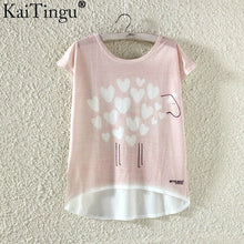 KaiTingu Summer Kawaii Cute Fashion T Shirt Harajuku High Low Style Print T Shirt Short Sleeve T-shirt Women Tops Plus Size