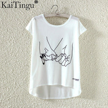 KaiTingu Summer Kawaii Cute Fashion T Shirt Harajuku High Low Style Print T Shirt Short Sleeve T-shirt Women Tops Plus Size