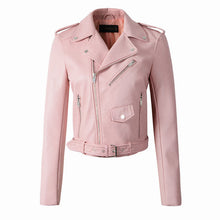 2017 New Autumn Witner Women Motorcycle Faux PU Leather Yellow Black Jackets Lady Biker Outerwear Coat with Belt Hot Sale