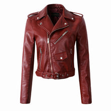 2017 New Autumn Witner Women Motorcycle Faux PU Leather Yellow Black Jackets Lady Biker Outerwear Coat with Belt Hot Sale