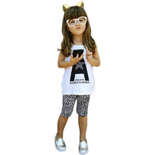 2PCS Summer New Toddler Kids Girls Vest Soft T-shirt Tops Leopard Pants Outfits Clothes 2-7Y