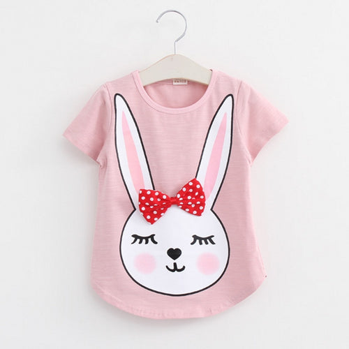 New Summer 2016 Baby T Shirts for girls Cotton Short Sleeve Rabbit cartoon Print Brand Tees Spring Kids cute Tops Girl T-shirt