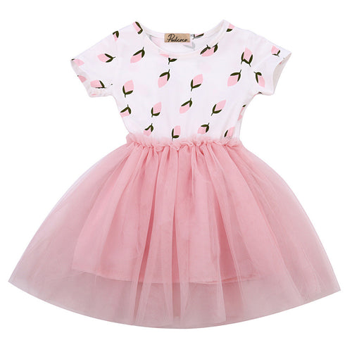 2016 Fashion Baby Kids Girl Dress Shell Polka Dot Lace Short Sleeve Tulle Tutu Party Gown Princess Formal Dresses Summer Dress