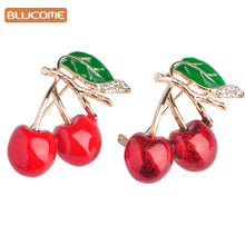 Blucome Red Enamel Brooches For Women Kids Cherry Brooch Corsage Small Bouquet Hijab Pins Feminino Party Bag Dress Accessories