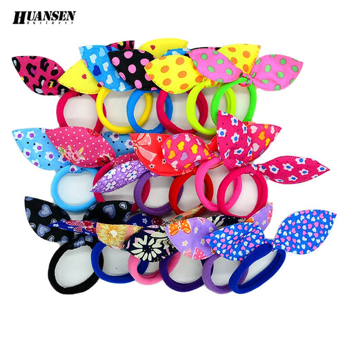 YWHUANSEN 20pcs/lot Rabbit ears Hair band Children Hair Accessories kids Scrunchy Elastic Hair Band for women girls rubber band