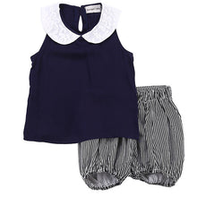 Toddler Kids Girl Beach Outfits Girls Summer outfits Turn-down Collar Clothes T-shirt Vest Tops+Striped Shorts Pants 2PCS Set
