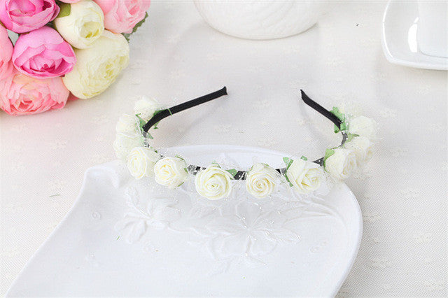 Haimeikang Sweet Candy Color Children Foam Flower Headbands Wreath Bezel Flowers Crown Headpiece Kids Girls Hair Accessories