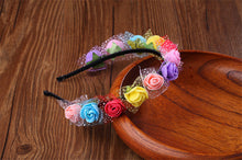 Haimeikang Sweet Candy Color Children Foam Flower Headbands Wreath Bezel Flowers Crown Headpiece Kids Girls Hair Accessories