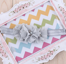 TWDVS  Newborn Flower Elastic Hair Band Headband Kids Chiffon 3 Flower Pearl Diamond Ring Hair Accessories Flower Headbands W045