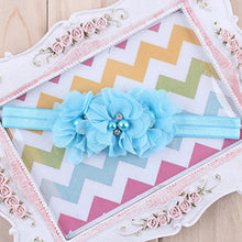 TWDVS  Newborn Flower Elastic Hair Band Headband Kids Chiffon 3 Flower Pearl Diamond Ring Hair Accessories Flower Headbands W045