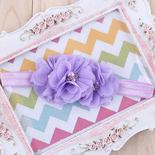 TWDVS  Newborn Flower Elastic Hair Band Headband Kids Chiffon 3 Flower Pearl Diamond Ring Hair Accessories Flower Headbands W045