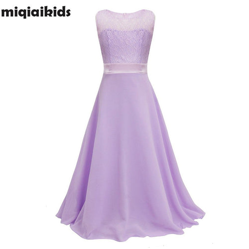 Retail Lace Flower Girl Dress Children Kids Beautiful Wedding Party Dress Girl Formal Party Pageant Long Princess Dress lace002