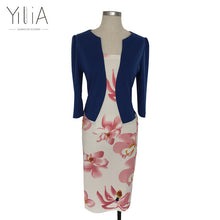 Yilia Women One Piece Patchwork Floral Print Elegant Business Party Formal Office Plus Size Bodycon Pencil Casual Work Dress