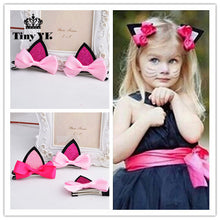 2 pieces =1 pair children baby girls hair accessories clip Kids hairpins barrettes Bow headwear flower  cat ears hairpin