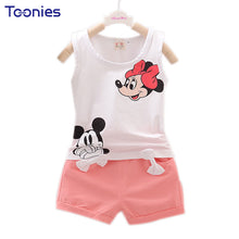 Hot Sale New summer Toddler Girls Clothing Sets Cartoon Vest + Shorts 2 Pcs Kid Suits Children Clothing Sets 4 Color