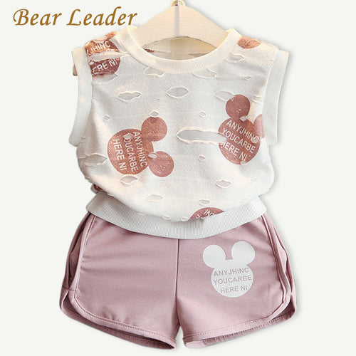 Bear Leader Girls Clothing Sets 2016 Fashion Summer Kids Clothing Sets Lovely Doll Print T-shirt+Short 2Pcs for Girls Clothes